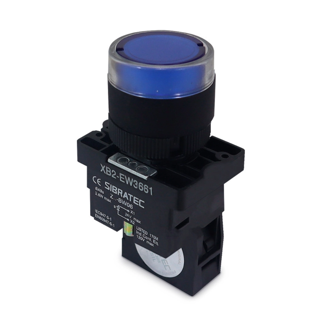 Botão De Impulso Iluminado | Plástico | Ew3661 | 24vcc/vca | Azul | 1na
