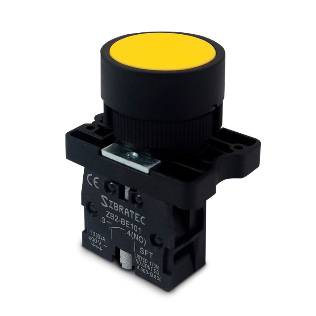 Botão De Impulso Plástico | Xb2-ea51 | Amarelo | 1na