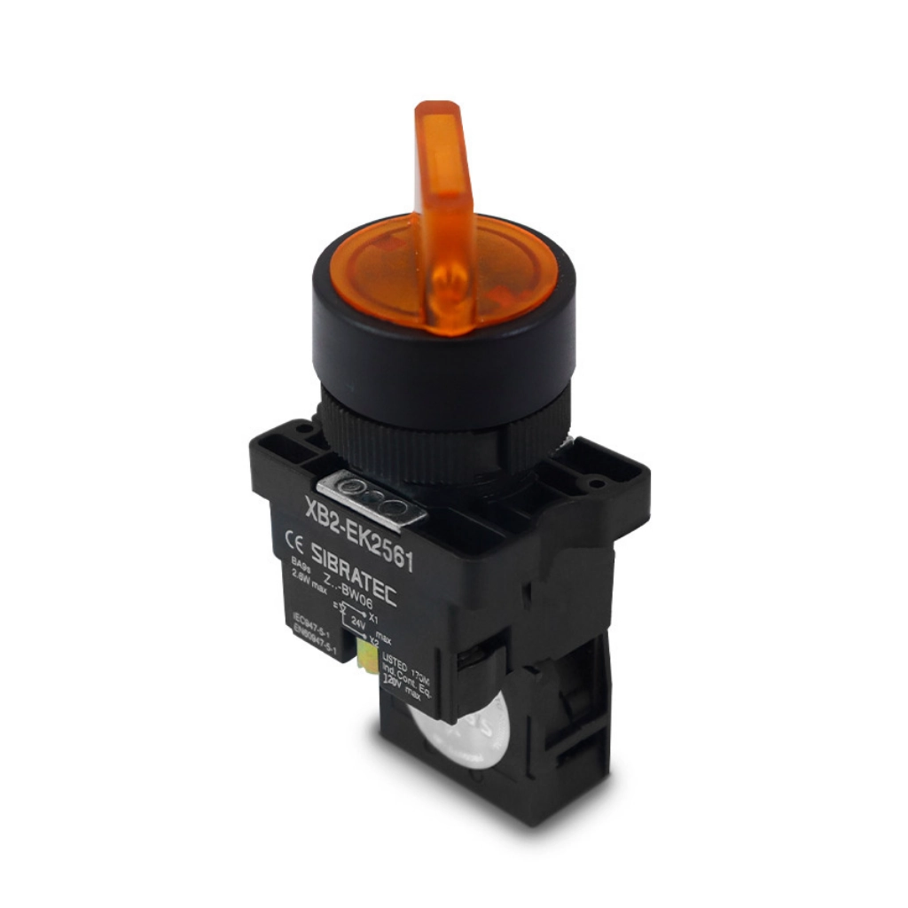 Chave Seletora Iluminada Plástica | Xb2 Ek2561 | 2 Posições | Amarelo | 220vca | 1na