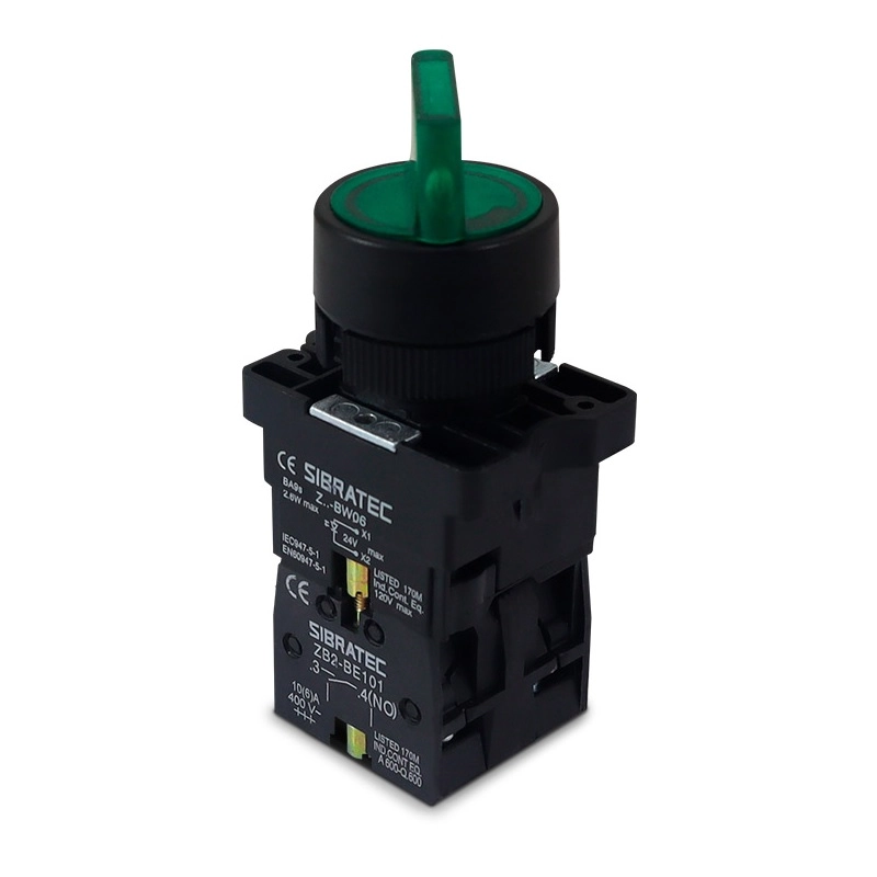 Comutador Iluminado 3 Posições Fixas Na+na Verde 24vcc/vca