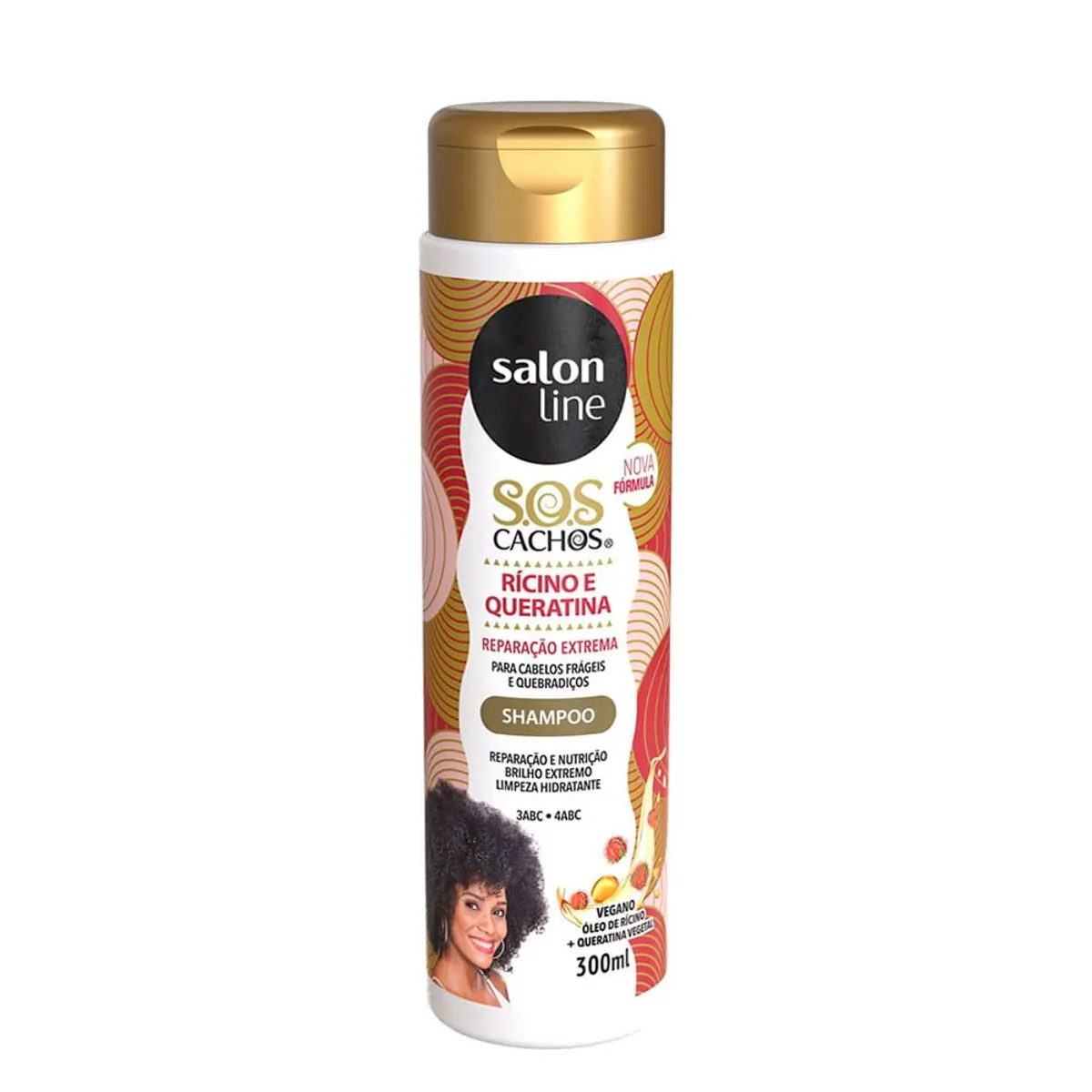 Shampoo SOS Cachos Rícino e Queratina Salon Line 300ml