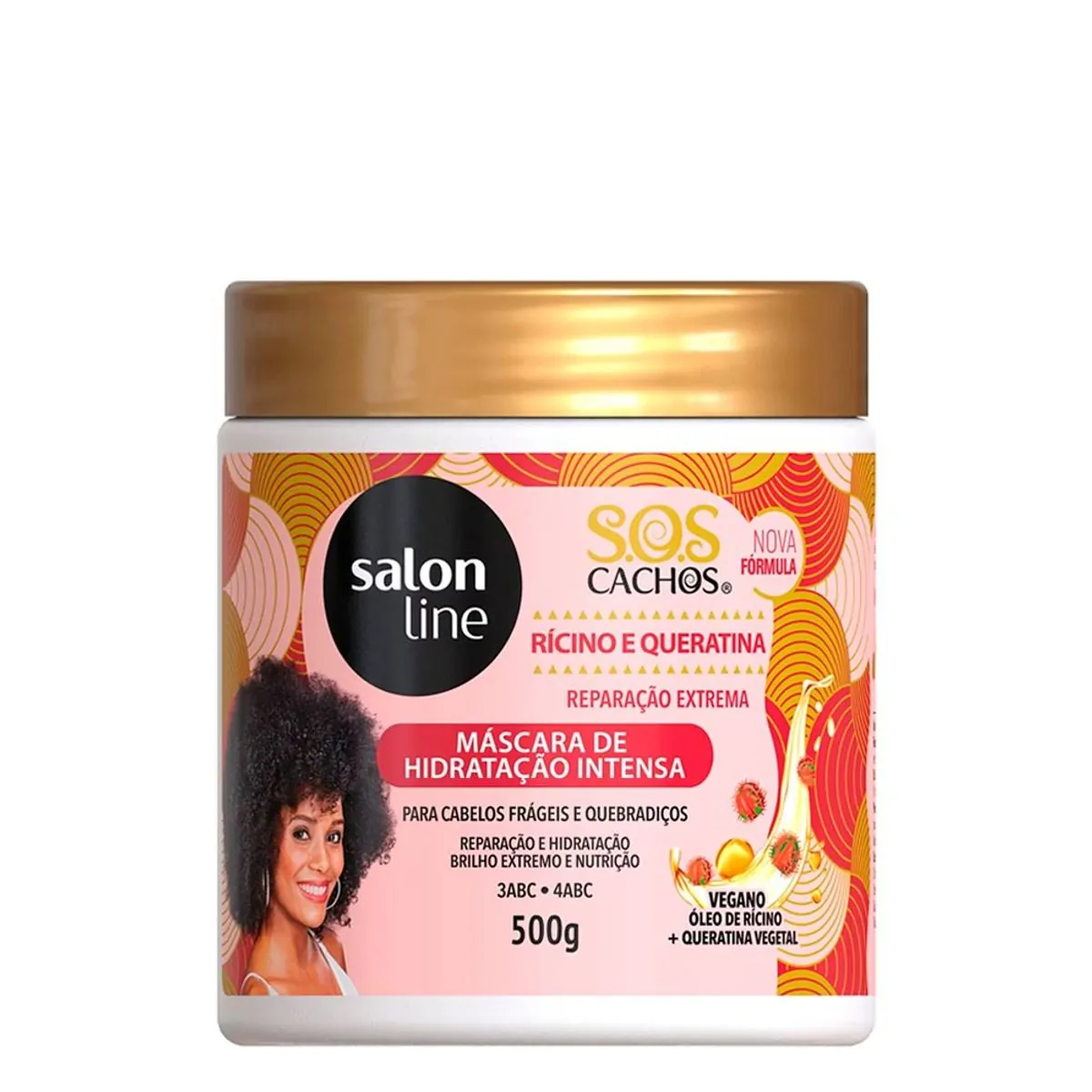 Máscara de hidratação SOS Cachos Rícino e Queratina Salon Line 500g