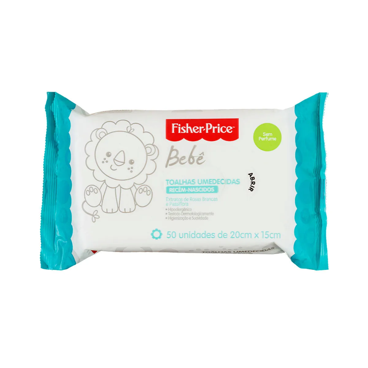 Toalhas Umedecidas Fisher-Price Bebê Sem Perfume 50 Unidades