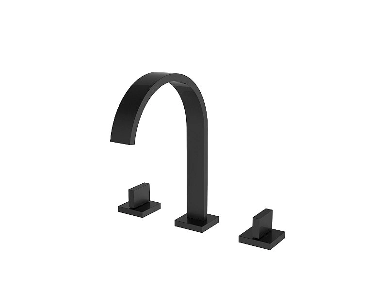 Torneira Misturador Duplo Comando Quadrada Preto Fosco Luxo Para Banheiro Lavabo Inovartte In25