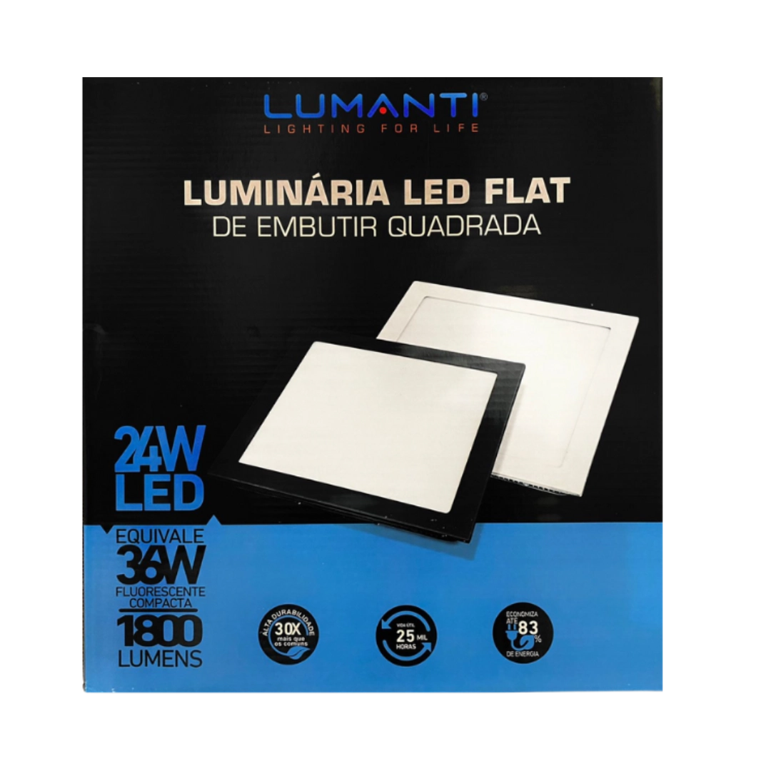 Painel Flat Led 24w Embutir Preto