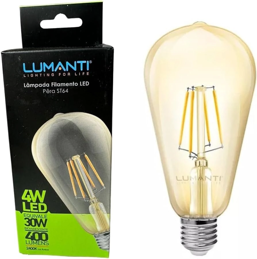 Lâmpada Filamento Led Pêra St64 4w 2400k Autovolt