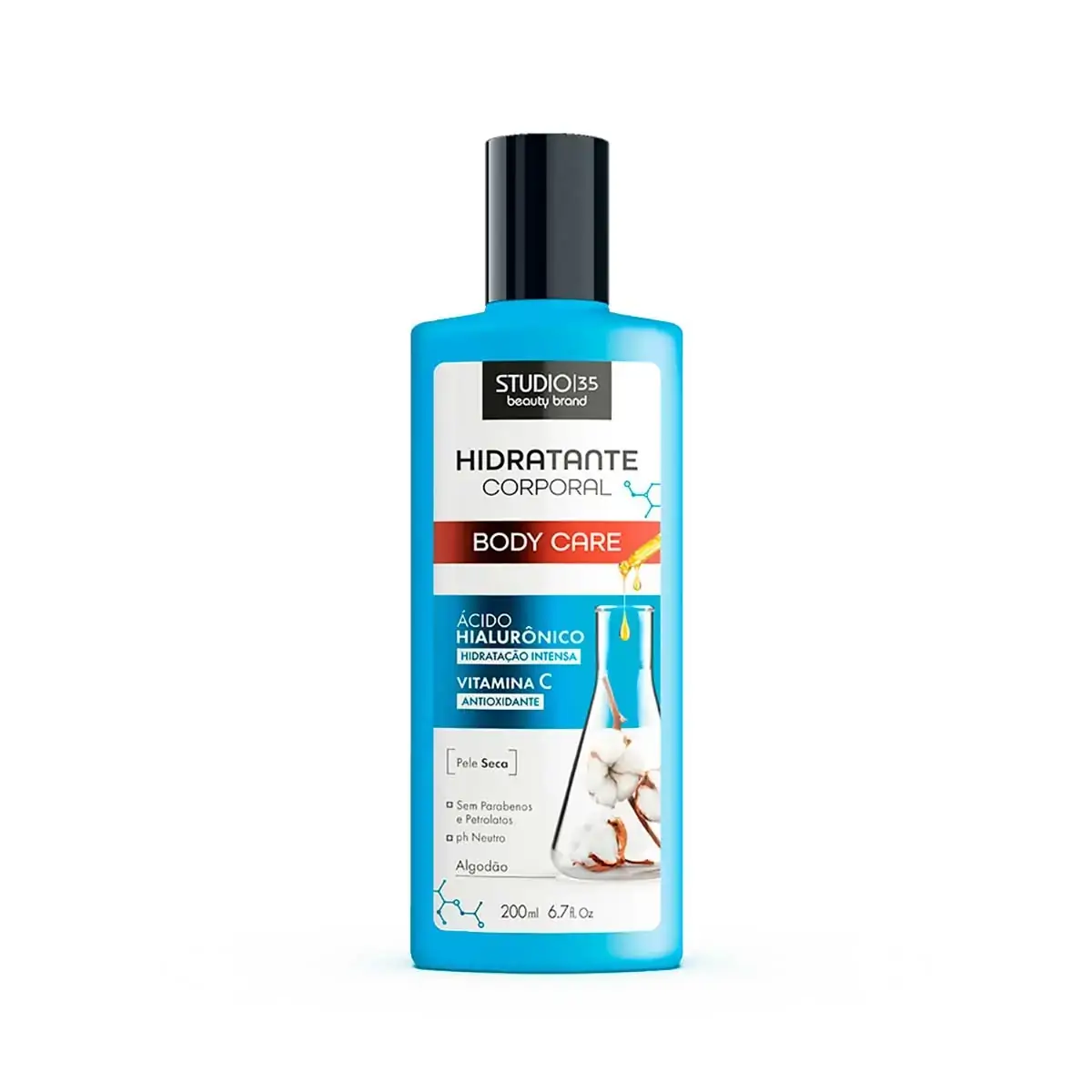 Hidratante Corporal Com ácido Hialurônico E Vitamina C De Algodão Studio 35 200ml