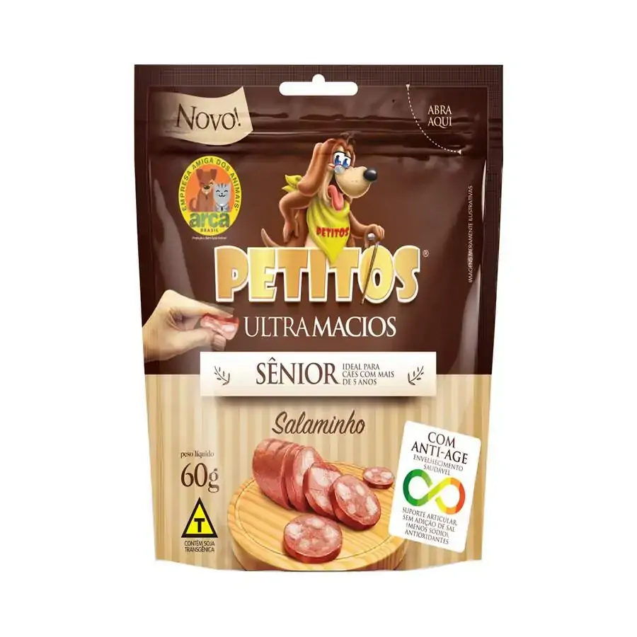 Snack Petitos Para Cães Sênior Sabor Salaminho 60g