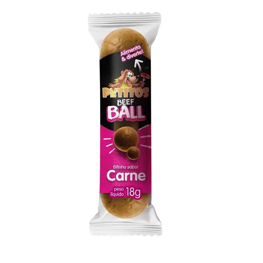 Snack Petitos Para Cães Filhotes Adultos Beff Ball Sabor Carne 18g