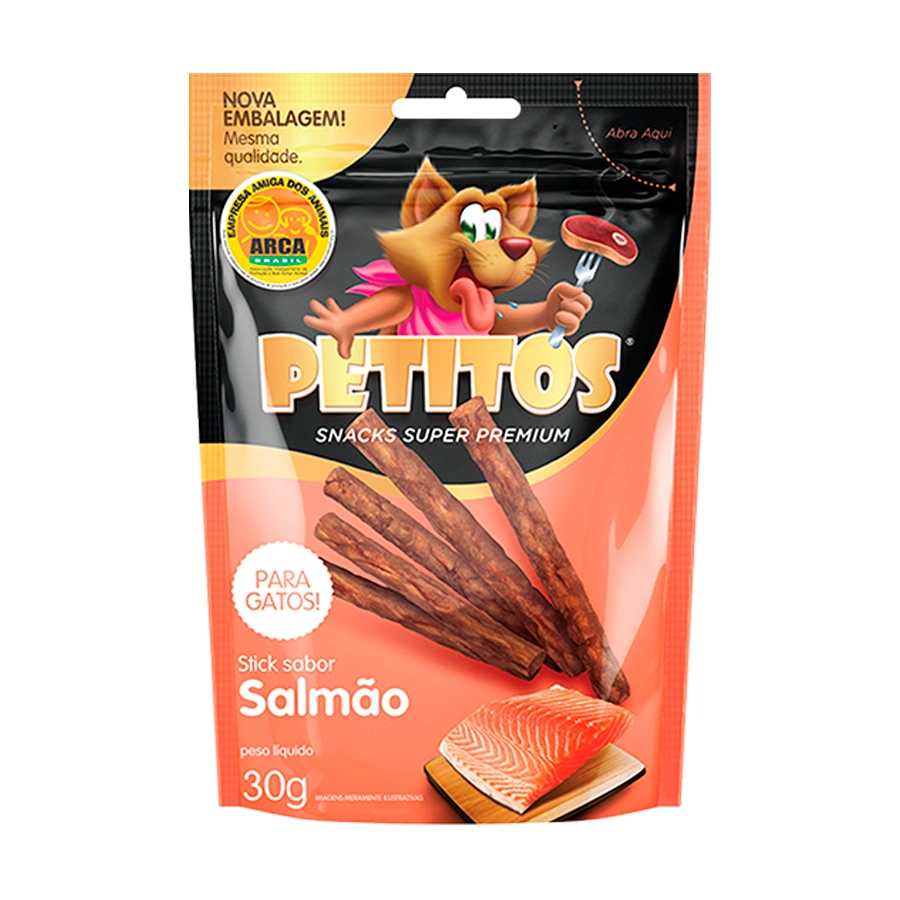 Snack Petitos Para Gatos Sticks Sabor Salmão 30g