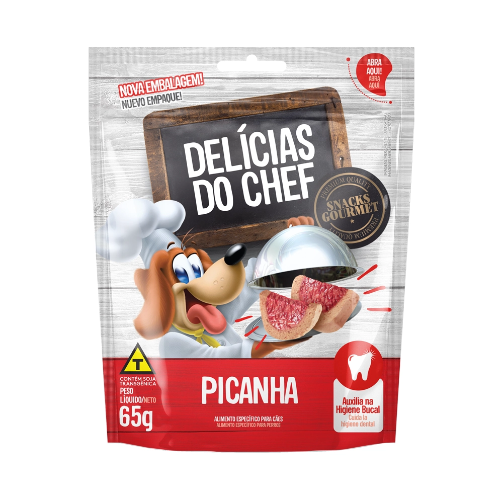 Snack Petitos Para Cães Chef Sabor Picanha 65g