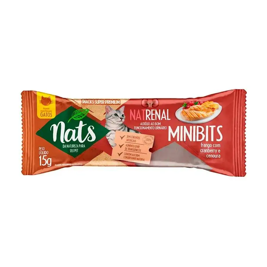 Snacks Nats Super Premium Natrenal Minibits Para Gatos 15g
