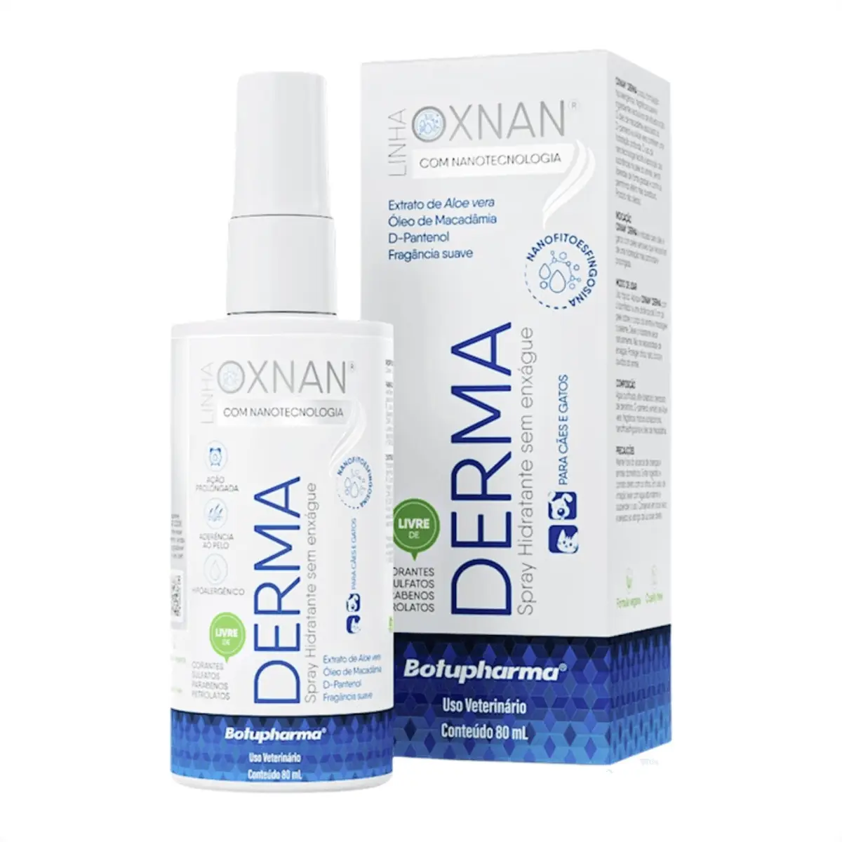 Spray Hidratante Botupharma Para Cães E Gatos Oxnan Derma 80 Ml