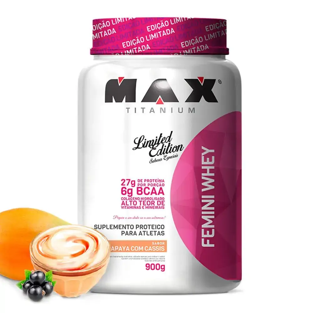 Femini Whey 900g Papaya Com Cassis Max Titanium