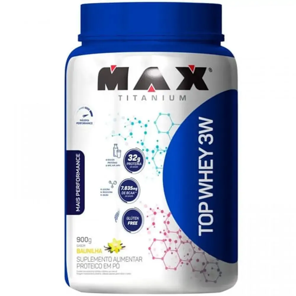 Top Whey 3w Mais Performance - Sabor Baunilha - Max Titanium (900g) - Top Whey 3W Mais Performance -