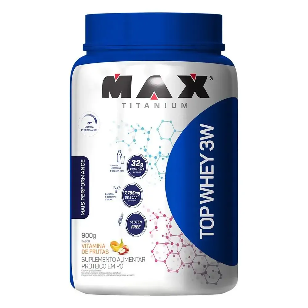 Top Whey 3w Mais Performance - Sabor Vitamina de Frutas - Max Titanium (900g) - Top Whey 3W Mais Per