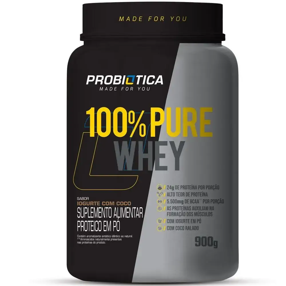 Probiótica Whey Protein 100% Pure 900g Iogurte com Coco