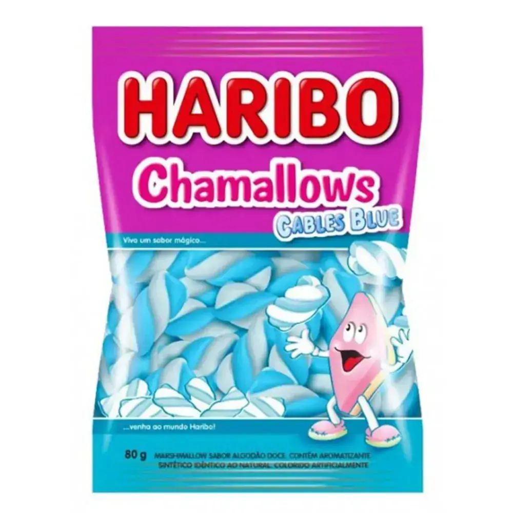 Marshmallow Algodão Doce Cables Blue Haribo Chamallows Pacote 80g