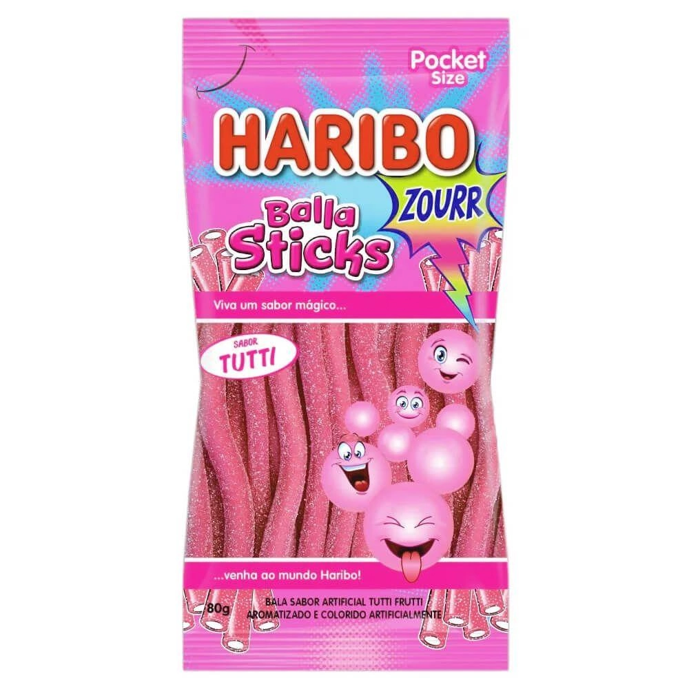 Bala Haribo 80g Sticks Tutti Zourr