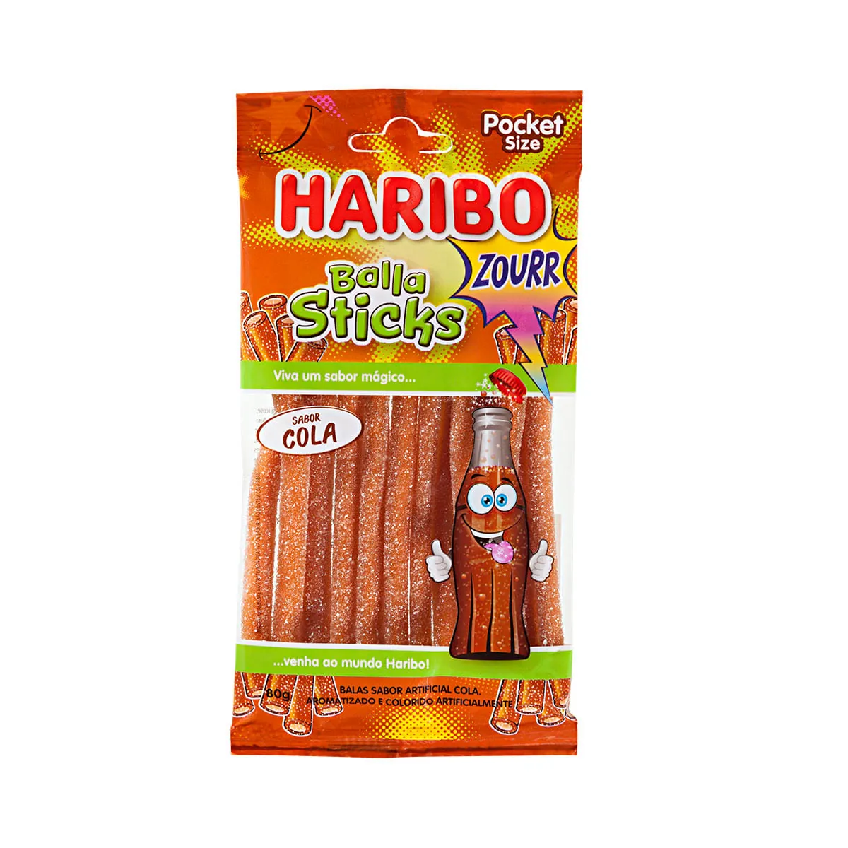 Bala De Gelatina Haribo Sticks Zourr Cola 80gr