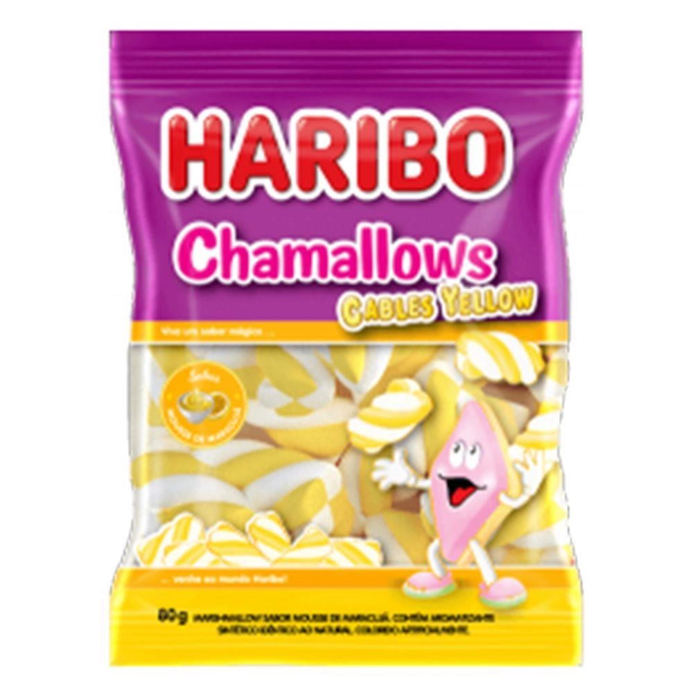 Marshmallow Mousse De Maracujá Cables Yellow Haribo Chamallows Pacote 80g