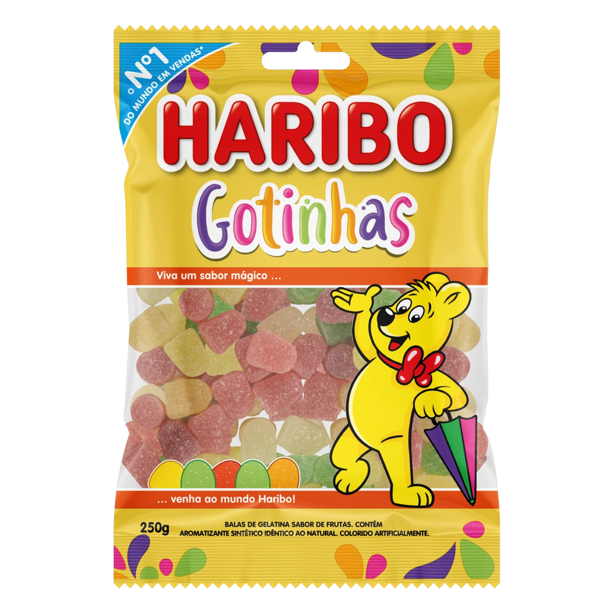 Bala De Gelatina Frutas Gotinhas Haribo Pacote 250g