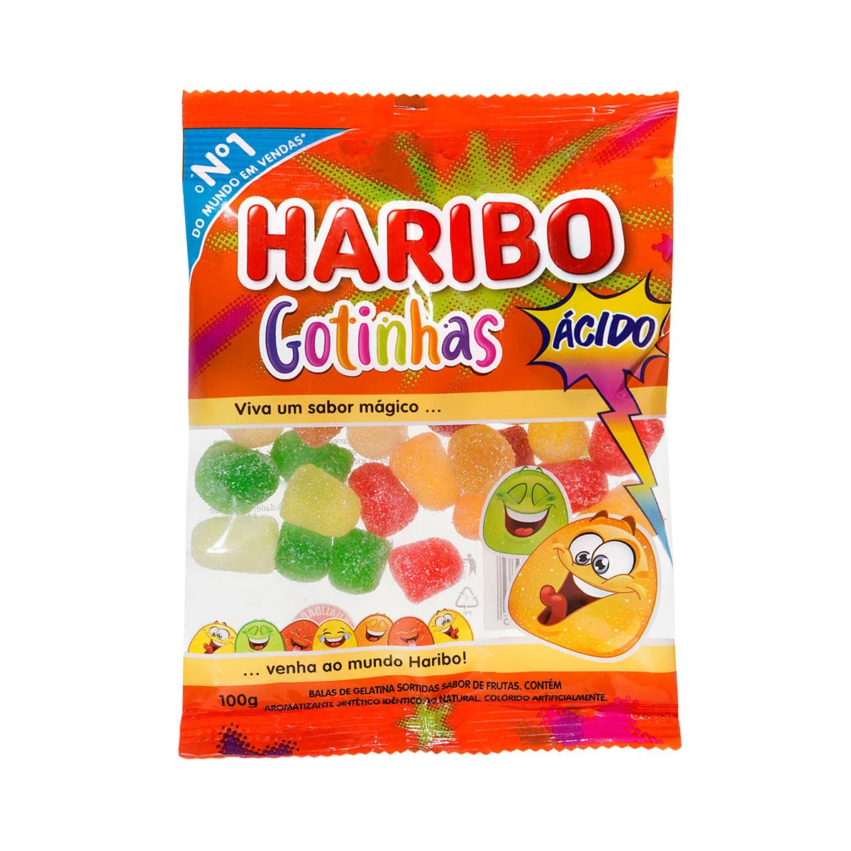 Bala Gelatina Gotinhas Ácidas Haribo 100g