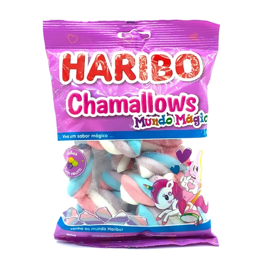 Marshmallow Tutti Frutti Mundo Mágico Haribo Chamallows Pacote 80g