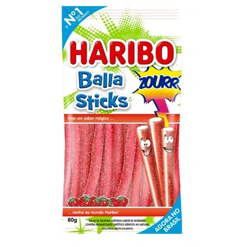 Bala Tutti Frutti ácido Haribo Balla Sticks Pacote 80g