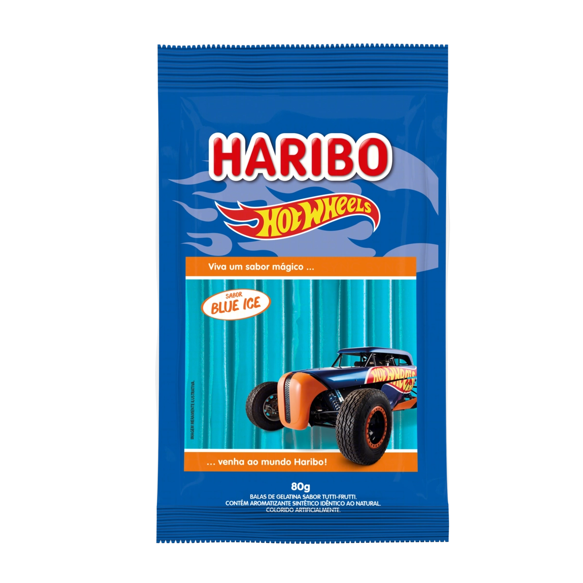 Bala De Gelatina Blue Ice Hot Wheels Haribo Pacote 80g
