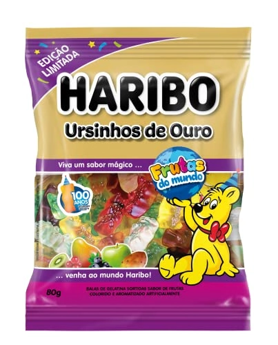 Bala De Gelatina Frutas Do Mundo Ursinhos De Ouro Haribo Pacote 80g