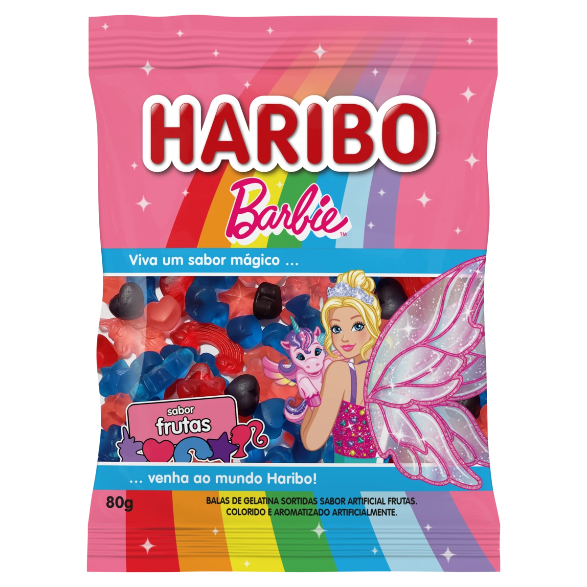 Bala De Gelatina Frutas Barbie Fantasy Haribo Pacote 80g