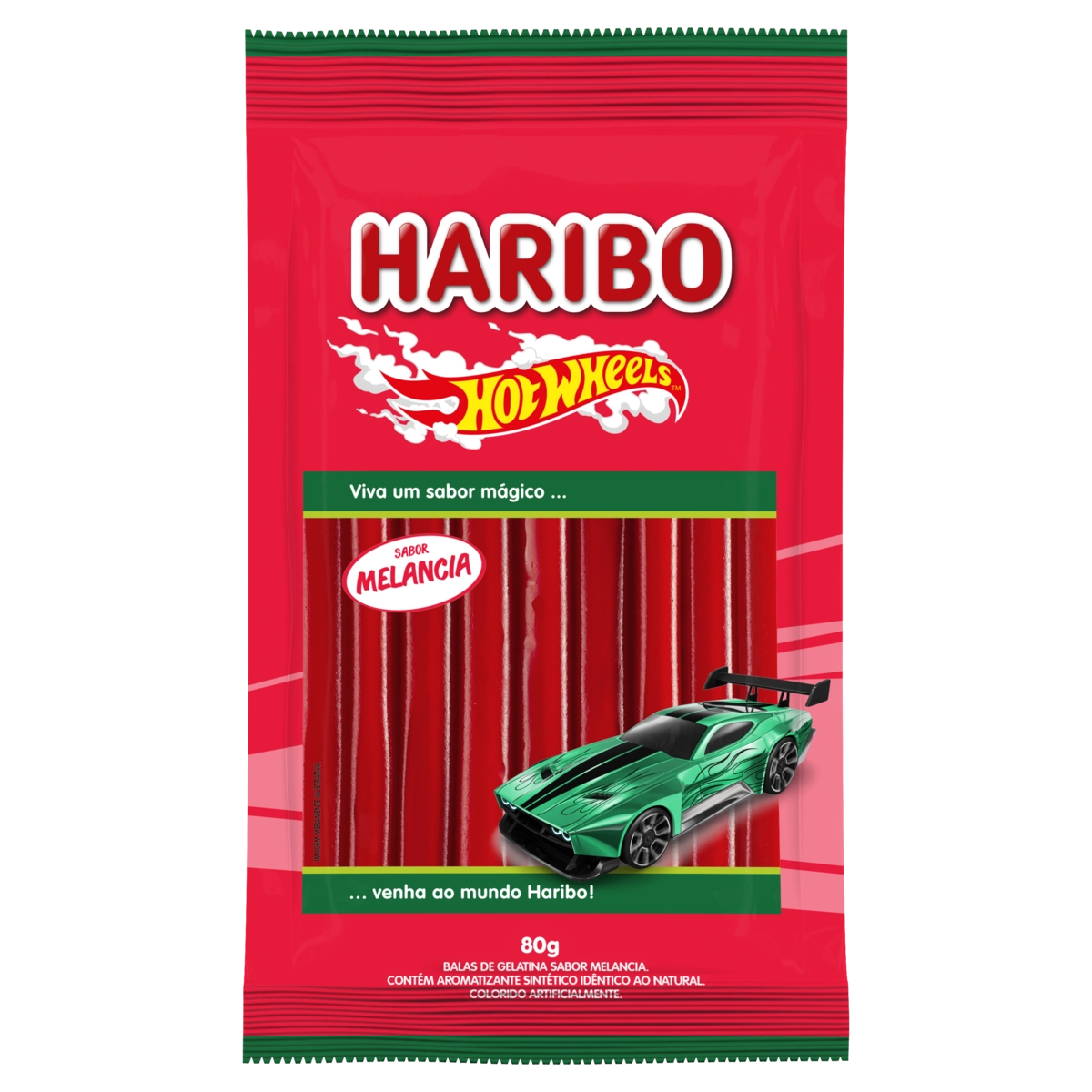 Bala De Gelatina Melancia Hot Wheels Haribo Pacote 80g