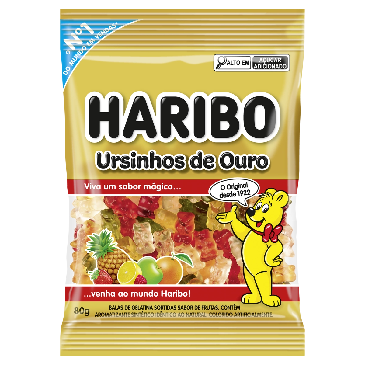 Bala de Gelatina Frutas Ursinhos de Ouro Haribo Pacote 80g