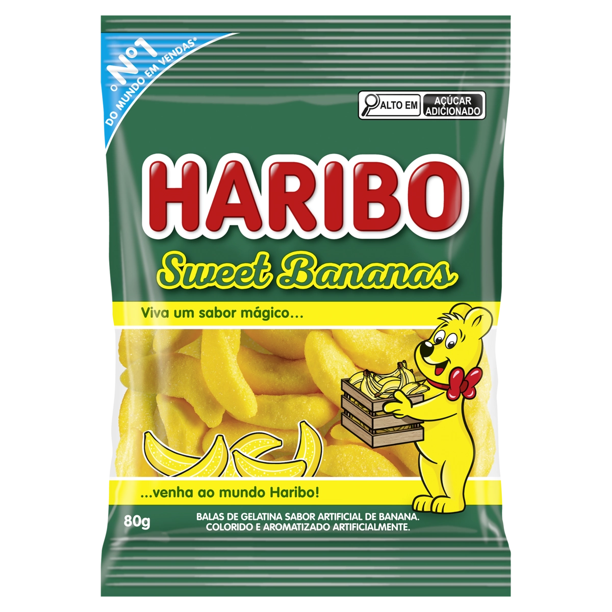 Bala de Gelatina Sweet Bananas Haribo Pacote 80g
