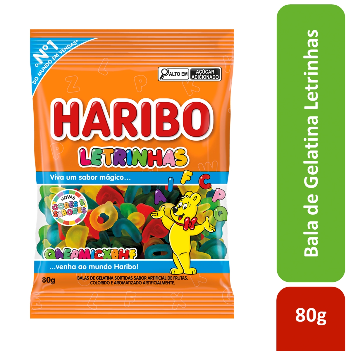 Bala de Gelatina Frutas Letrinhas Haribo Pacote 80g