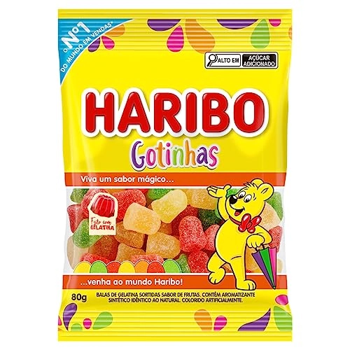 Bala De Gelatina Frutas Gotinhas Haribo Pacote 80g