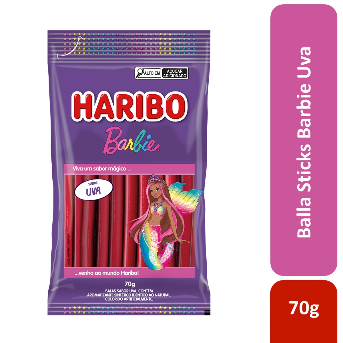 Bala Uva Barbie Haribo Pacote 70g