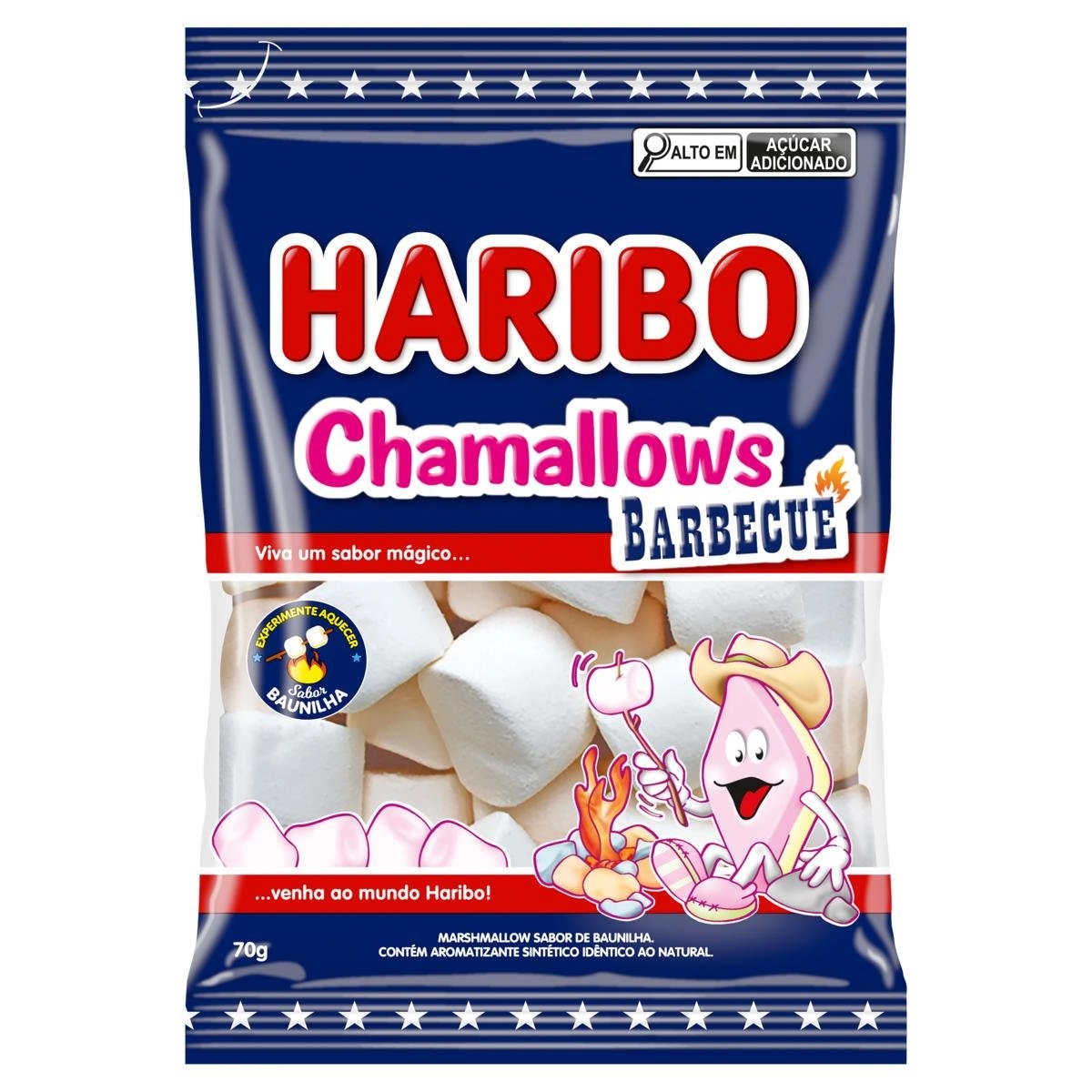 Marshmallow Baunilha Barbecue Haribo Chamallows Pacote 70g