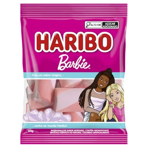 Marshmallow Morango Barbie Haribo Pacote 60g