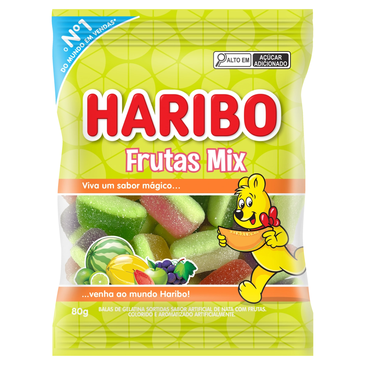 Bala de Gelatina Frutas Mix Haribo Pacote 80g