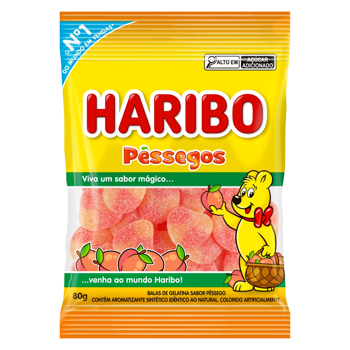 Bala de Gelatina Pêssego Haribo Pacote 80g