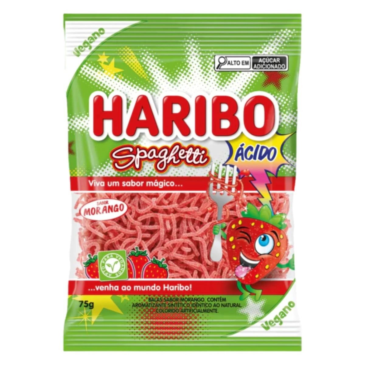 Bala HARIBO Spaghetti Morango Ácido 75g