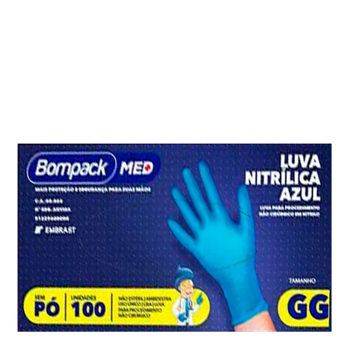 Luva Nitrilica S/po Azul Gg C/103 Bompack