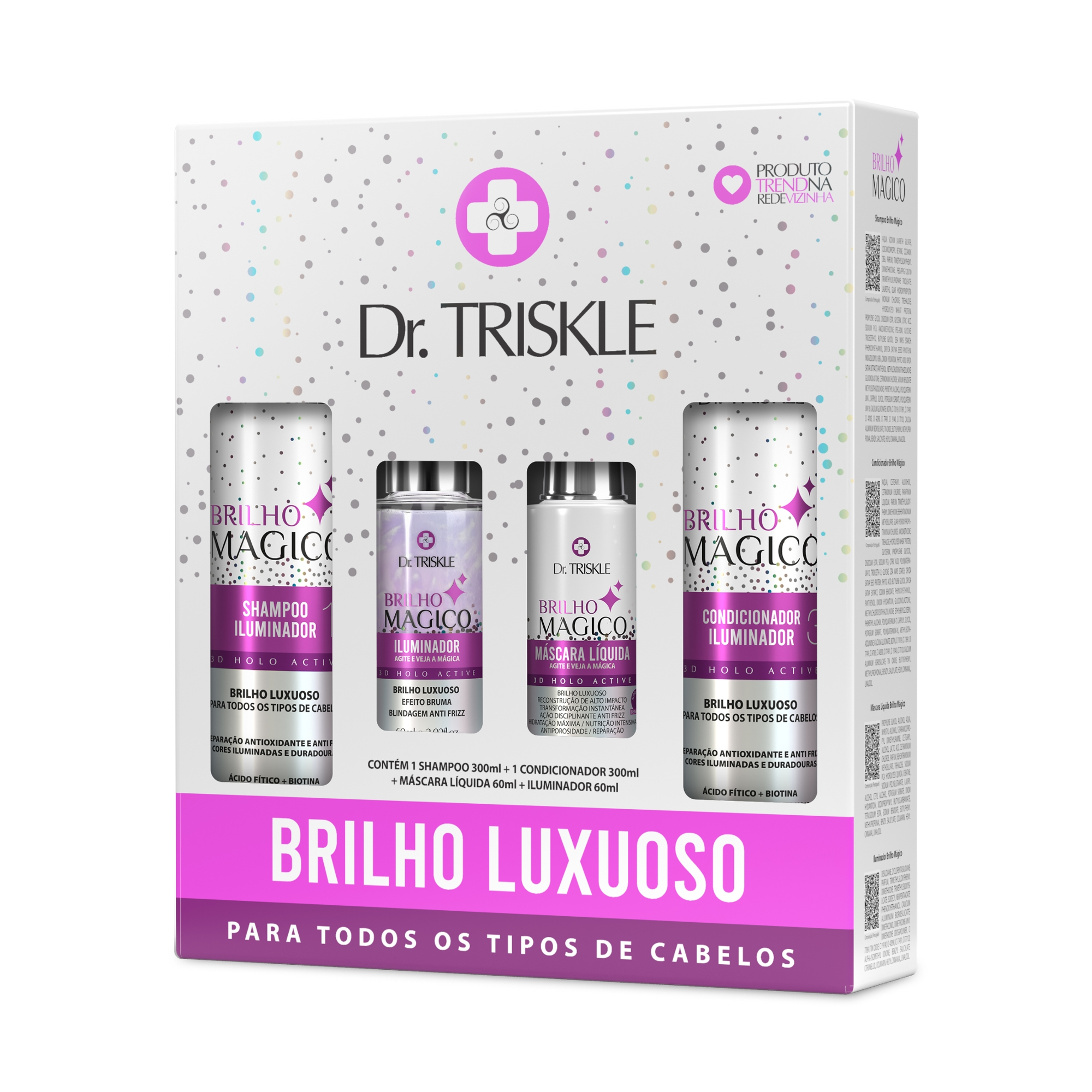 Kit Dr Triskle Luxuoso Brilho Magico Sh 300ml Cond 300ml Masc 150g 1un