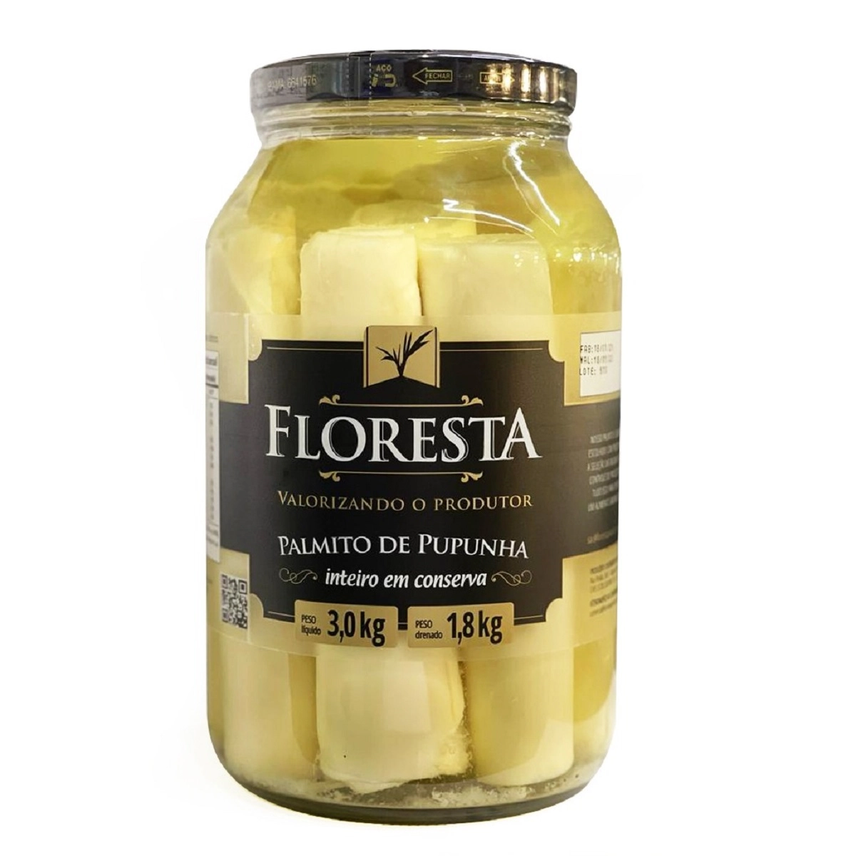 Palmito De Pupunha Floresta Tolete 1,8kg