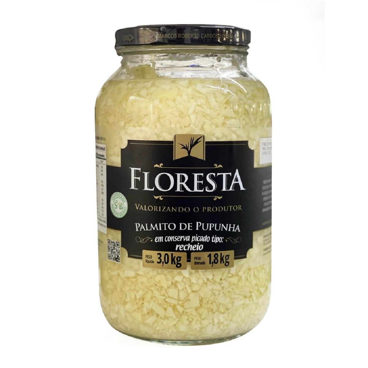 Palmito De Pupunha Floresta Picado Tipo Recheio 1,8kg