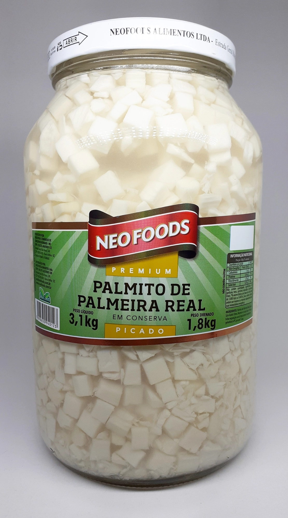 Palmito Neo Foods 1,8kg Vd Picado