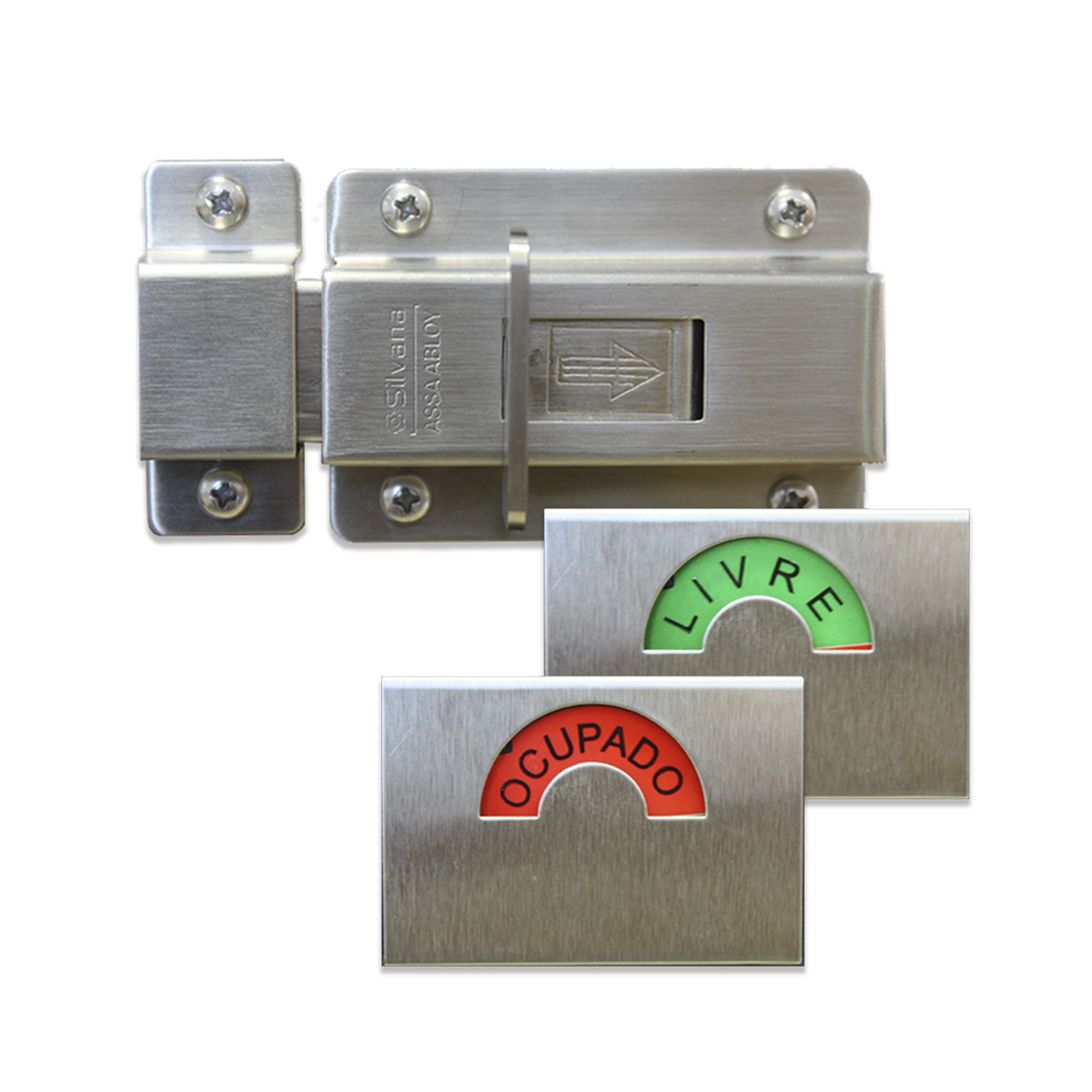 Trinco para Porta Aço Inox Livre/Ocupado
