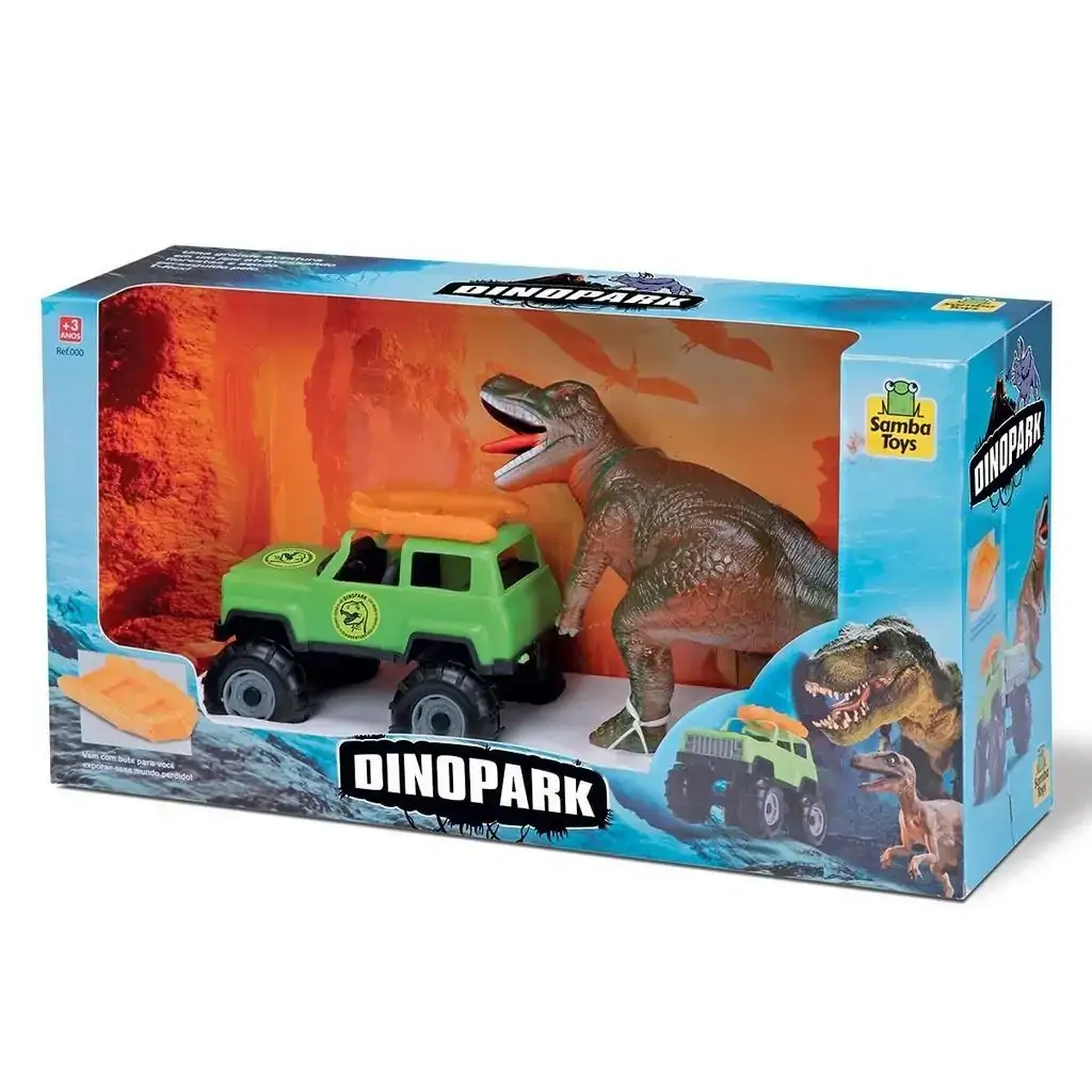 Dinopark Samba Toys Com Carro E Dinossauro 091